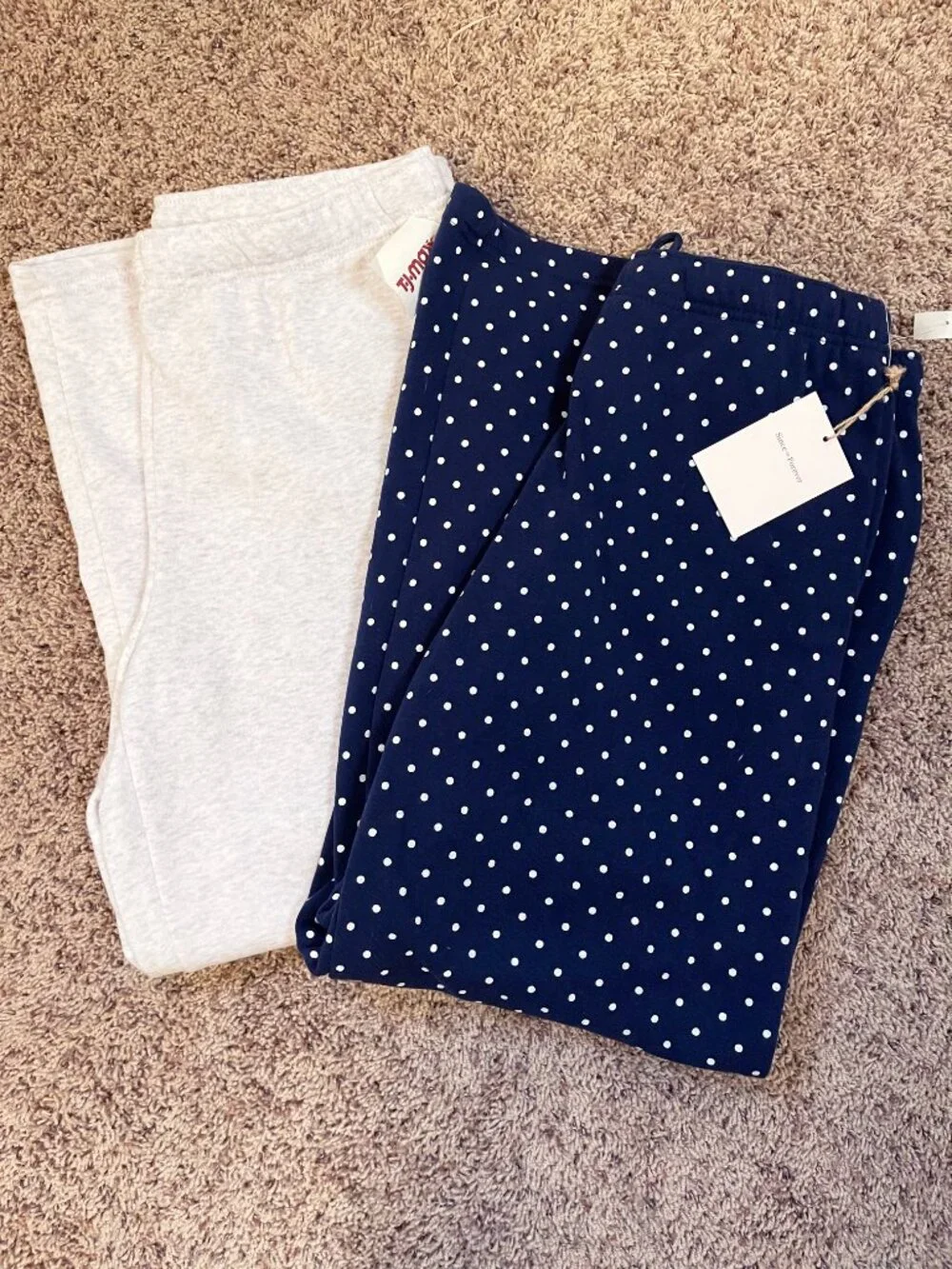 Lot of 2 Women's Lounge Pants XL Since Forever Gray Fleece & Navy Polka Dot NWT